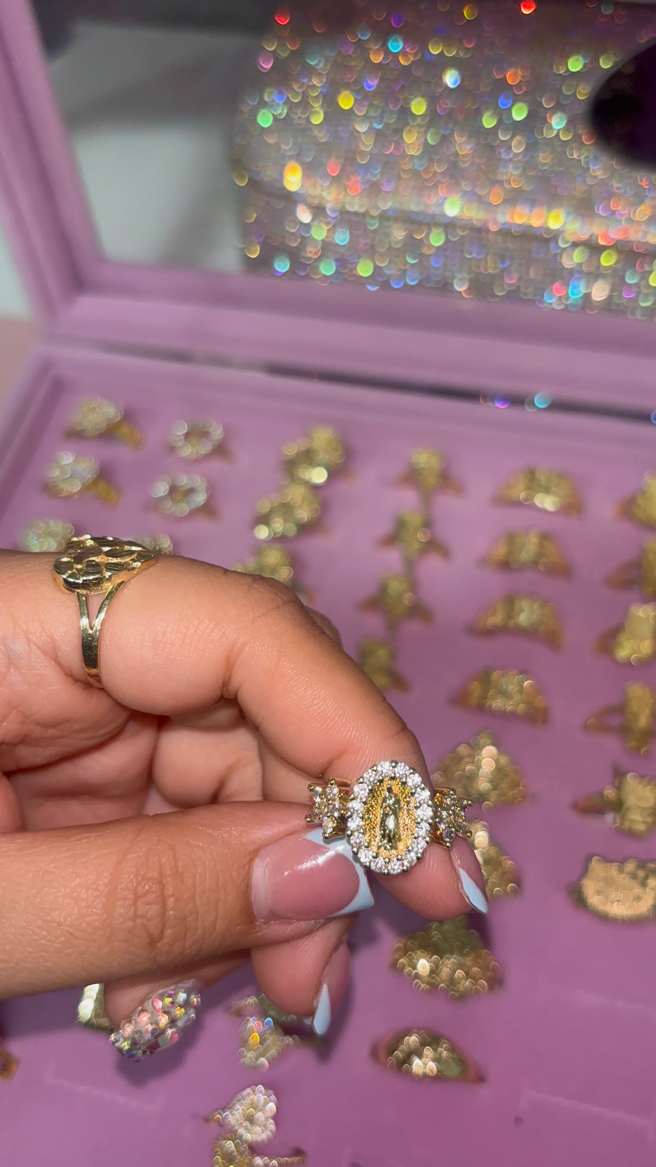 Diamond virgencita ring